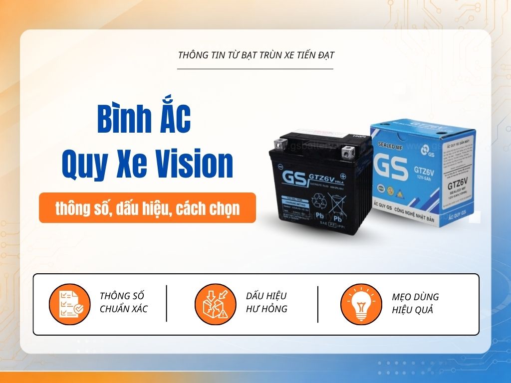 Bình ắc quy xe Vision đặt cạnh xe Honda Vision màu đen