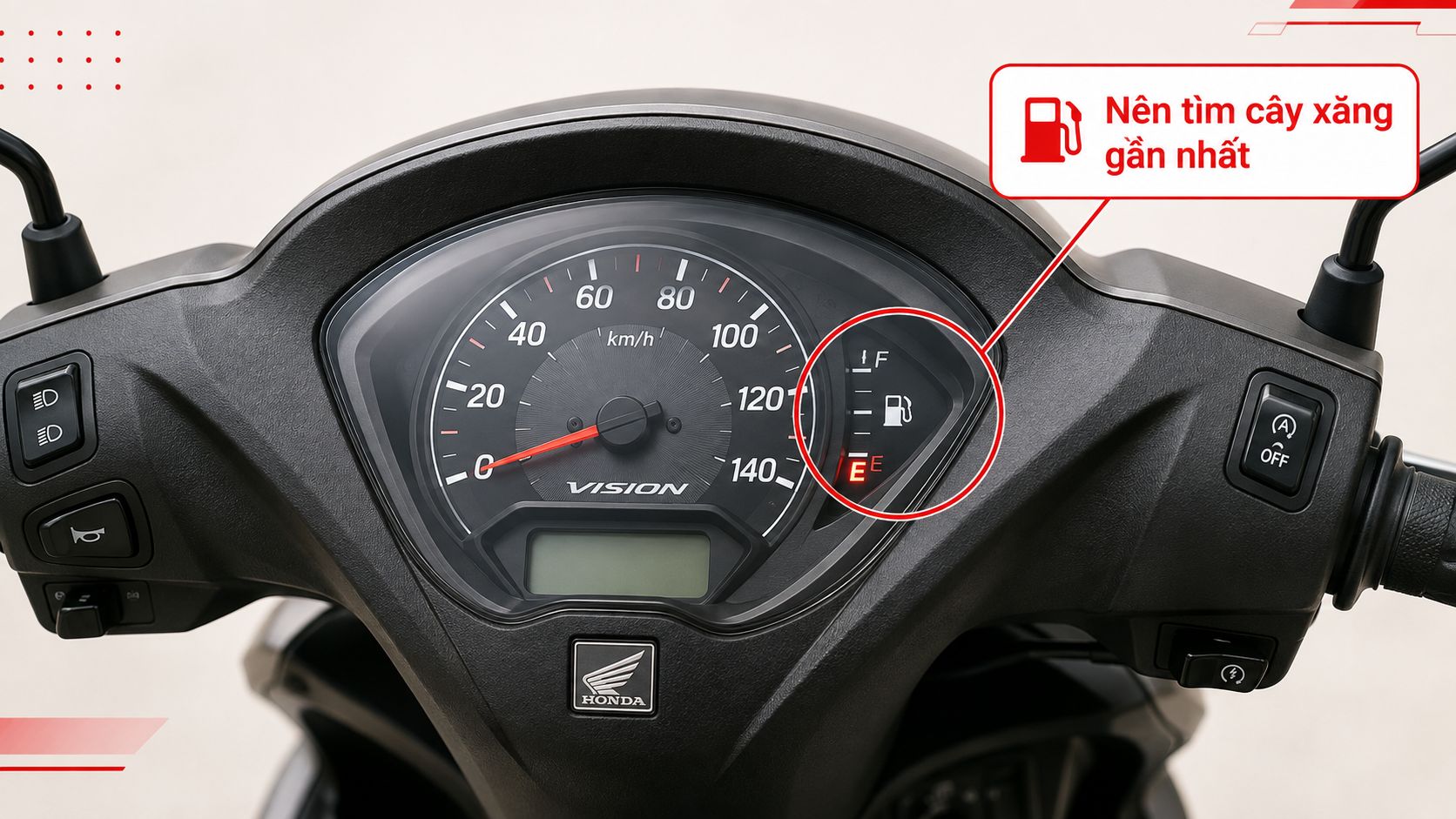 Xe Vision còn một nấc xăng trên đồng hồ nhiên liệu